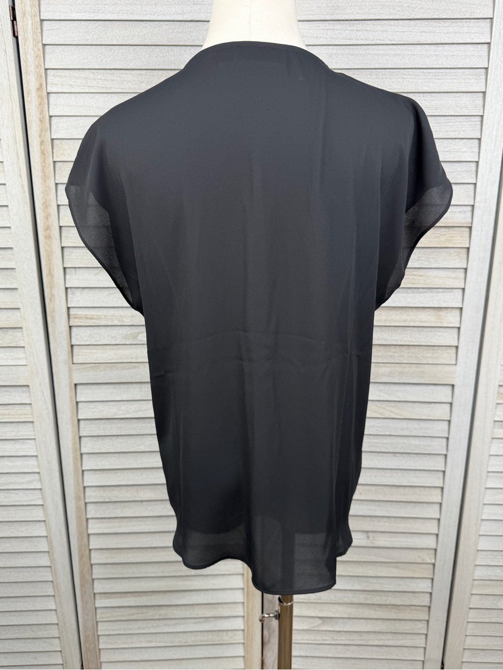 APT 9 Sheer Black Short Sleeve Button Down Blouse Minimalist Career Office-M - Picture 2 of 2